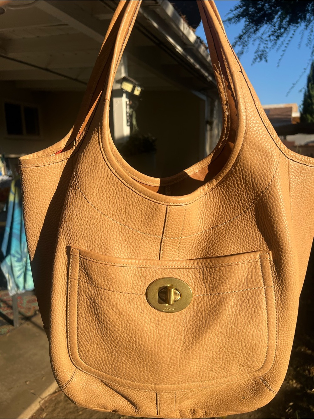 Coach Legacy Ergo Tan XL Leather Hobo Bag with Legacy Interior